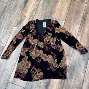 Floral Velvet Long Sleeve Dress